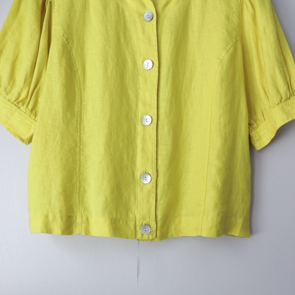 NWT Kensie 100% Linen Puff Sleeve Button Top XL - Picture 5 of 11